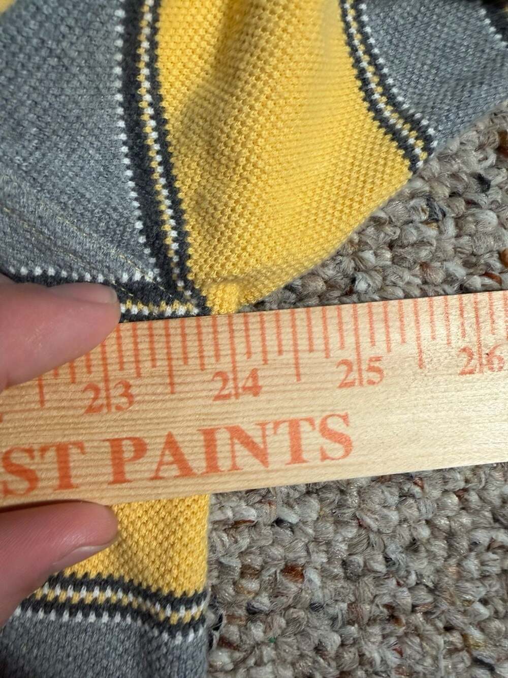 IZOD Jeans Men's XL Yellow and Gray Striped Long Sleeve Polo Sweater - Picture 4 of 6